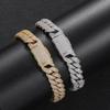 Rapper Jewelry Cuban Chain Brass Bracelet 18k Gold Plated Copper White Zircon Bracelets for Man or Women