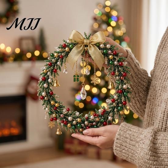 Fun Bead Projects for All Ages Beaded Christmas Wreath DIY Kit, Holiday Craft Kit with Colorful Beads Decorative & Ornament Charms, Seasonal