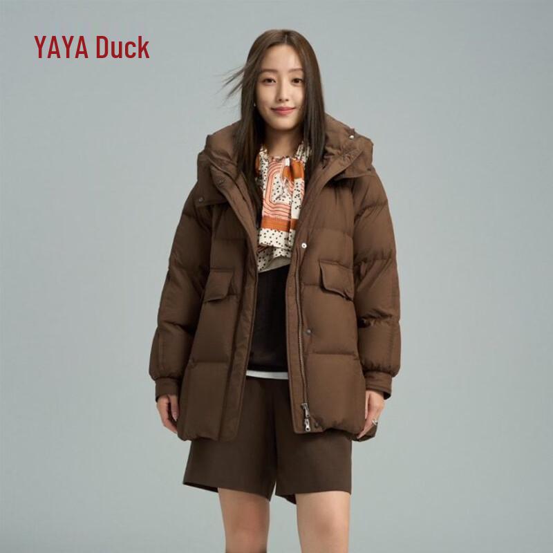 

YAYA Women s Thickened Maillard-Inspired Hooded Down Jacket L