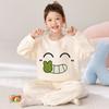 Kinder Flanell Pyjama Set Jungen Mädchen Warm Langarm Oberteil Und Hose Nachtwäsche Winter Haus Nachtwäsche