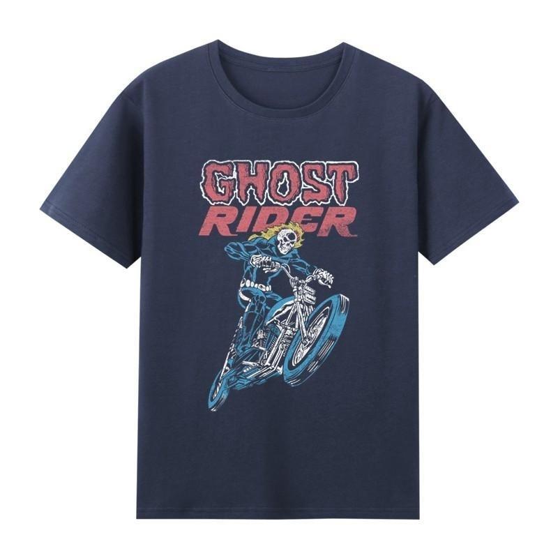Marvel Genuine Avengers Retro Ghost Rider Retro Comic Flower Unisex And Women With The Same Tshirt Shortsleeved TopJacket