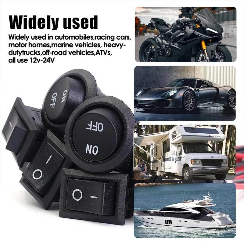 Motorcycle Boat Switch Cord 12V Round Rocker Switch ON/OFF SPST 2 Pin Toggle Switch with Wire for Car Boat Modified