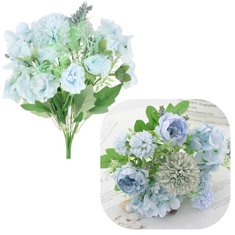 Chrysanthemum Roses Artificial Flower Bouquet for Vase Composition 32 Cm - Blue
