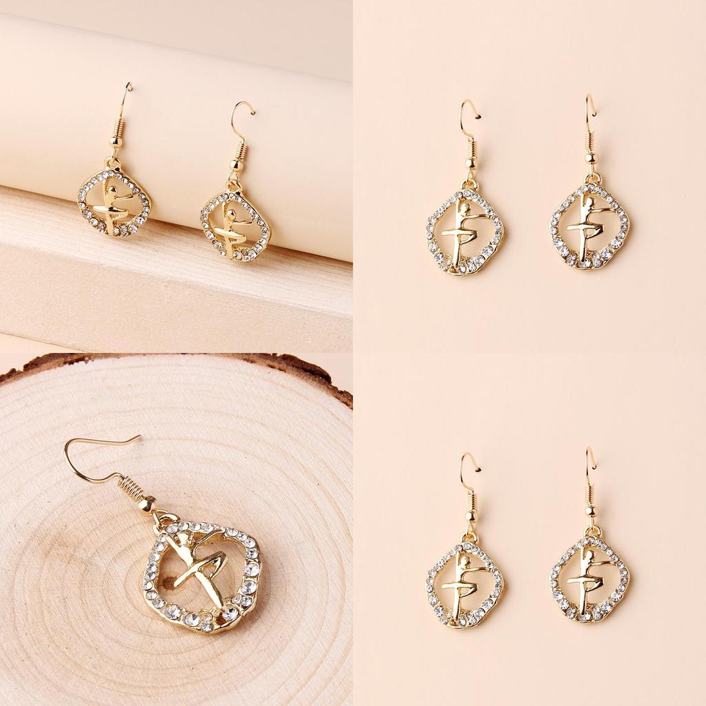 Fashion Trend Alloy Rhinestone Angel Dangle Earrings For Trendy Girls