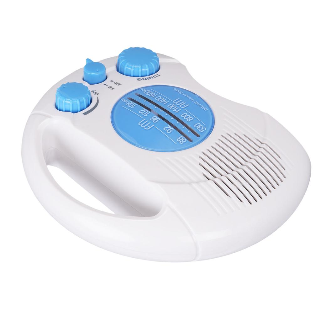Shower Radio Water Proof Adjustable Volume AM FM Bathroom Radio Portable Easy Tuning Blue