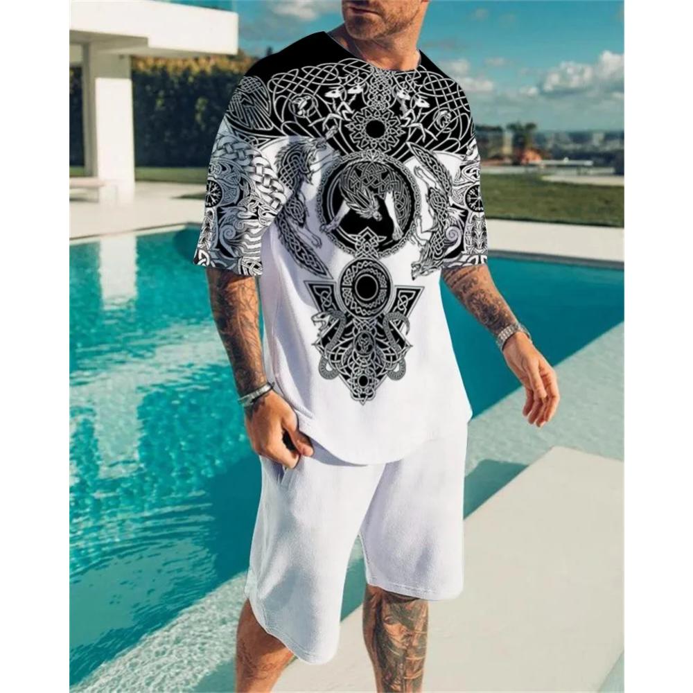 Goth Horror Skull 3D Print Punk T-Shirt Shorts 2 Piece Hip Hop Men Women's Fashion Streetwear Casual T-Shirt O-Neck Hot-selling
