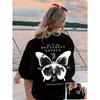 Women's Retro Butterfly Graphic T-Shirt - Back Print Streetwear Hip Hop Tee, Lightweight Crew Neck Summer Top for Women