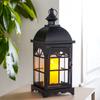 Small Metal Candle Lantern Black Candle Holder with Tempered Glass for Christmas Living Room Garden Patio Parties