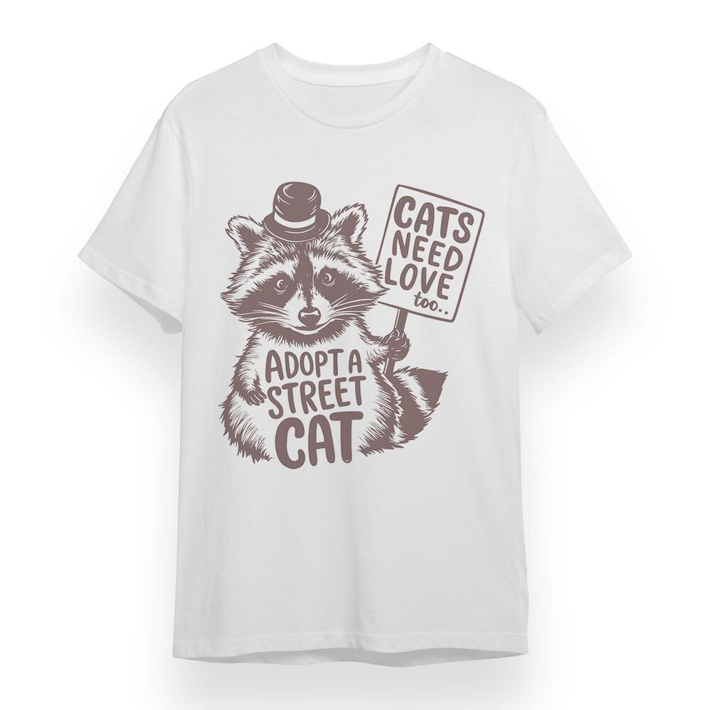 Women s T-shirt With Adopt Me Raccoon Graphic White 100% Cotton Plus Size Tee 3XL