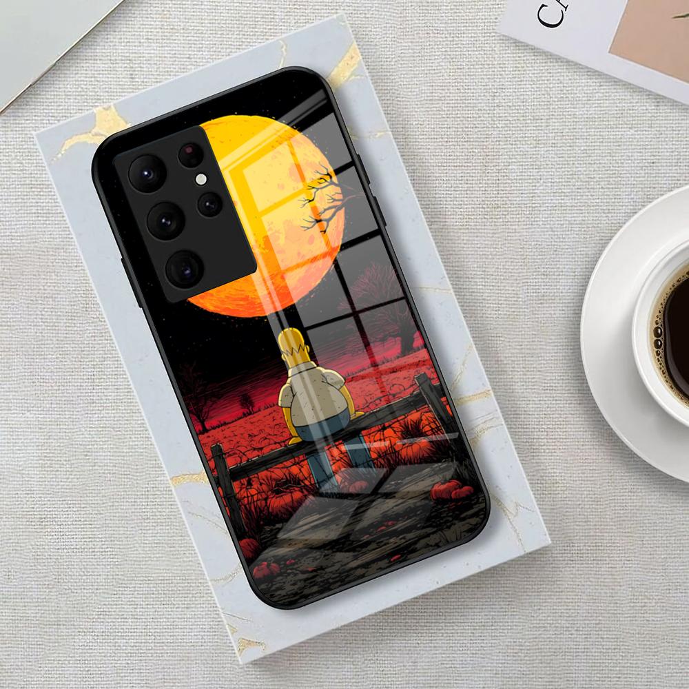 

Simpson Night View Phone Case For Samsung S26 S25 Edge Ultra 23 22 21 20 Ultra Plus S24 Fe Glass Cover Galaxy S23 Ultra