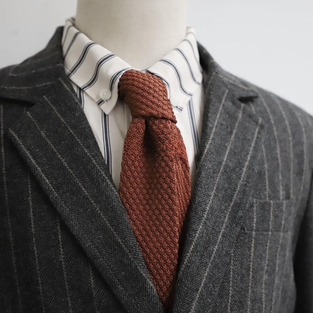 Adjustable Knitting Shirt Necktie Solid Color Men Cravat Simple Knitted Tie  Boys