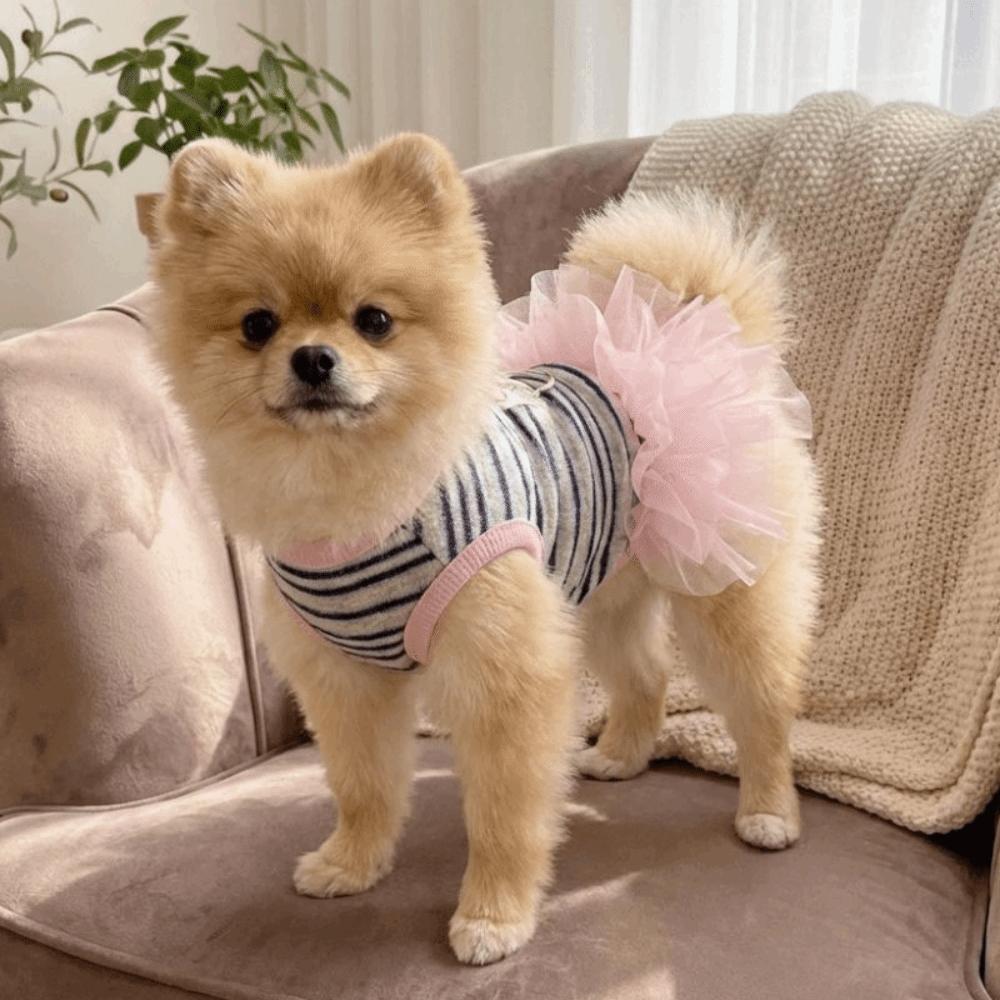 Cute Thin Breathable Puppy Princess Dress Lace Skirt Sweet Style Dog Cooling Vest Comfortable Fit Pet T-shirt for Puppy Cat