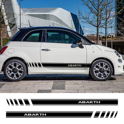 2pcs Car Side Stripe Stickers For FIAT 500 Abarth Accessories Tuning Auto Vinyl Film Racing Sports Graphics Styling Decals