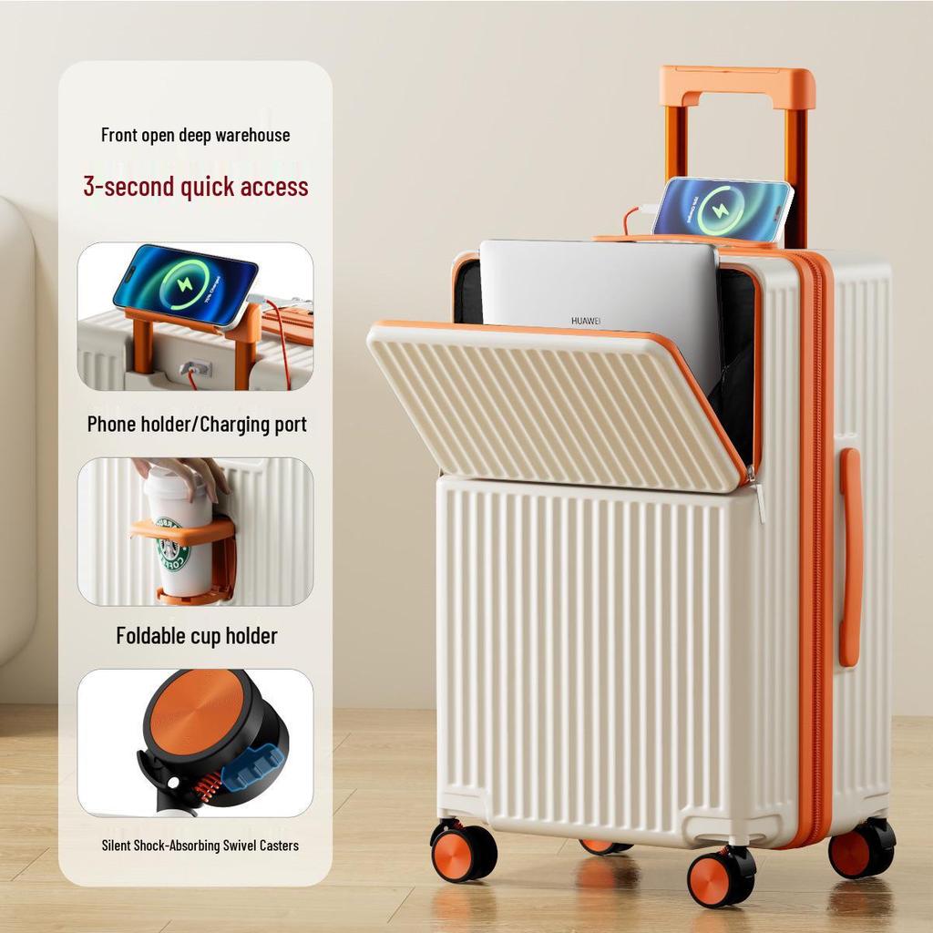 28-Zoll Handgepäck-Koffer für Damen mit Frontöffnung, Großes Fassungsvermögen, Langlebiger Trolley-Koffer mit Universalrädern