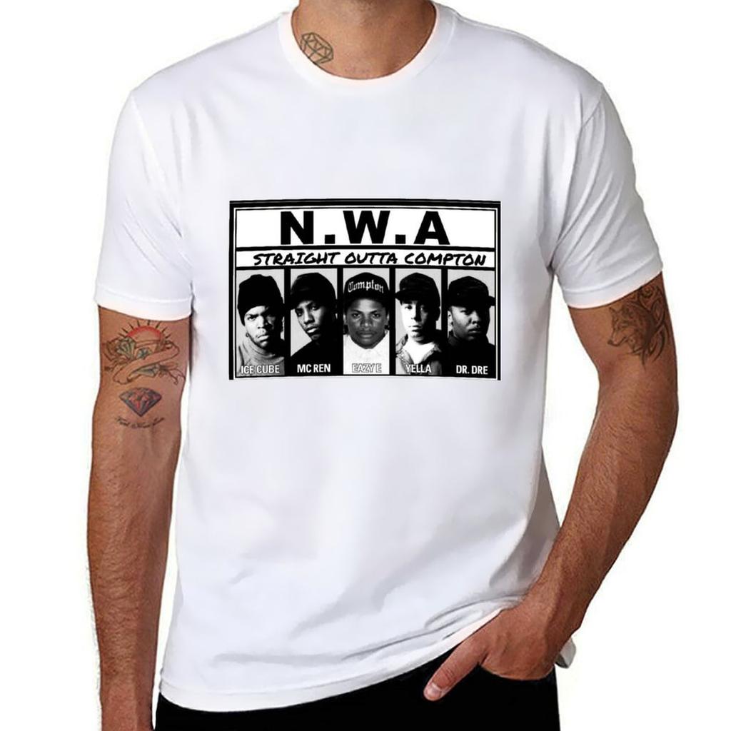 N.W.A grupp T-shirt grafiska t-shirts för man svart bomulls-t-shirt enfärgad för man paket T-shirt