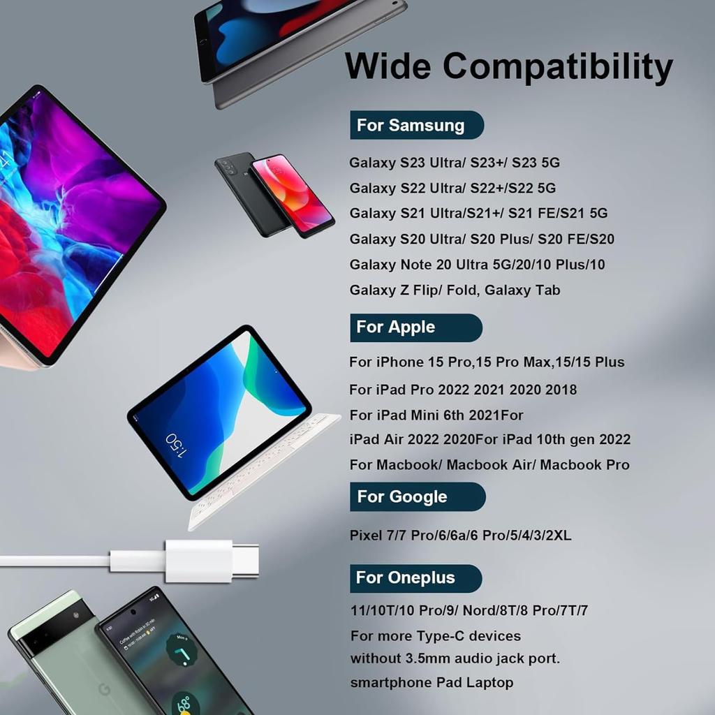 Ediție nouă compatibilă cu căștile iPhone, căști USB cu fir, cu sunet HIFI, zgomot ultra-clar, compatibil cu [2025 15/16] Type-C
