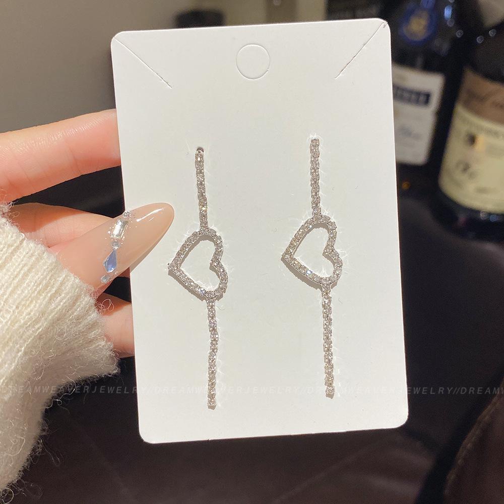 925 Sterling Silver Full Diamond Tassel Earrings – High-End European & American Style, Super Shiny, Luxurious Ear Jewelry for Women.
