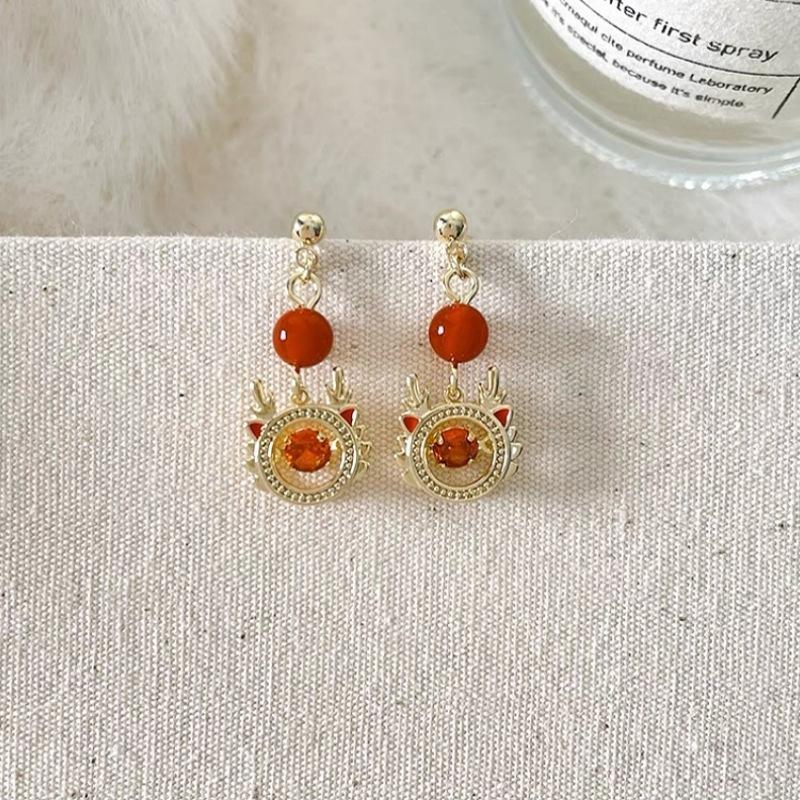 New Chinese Ethnic Style Retro Versatile Earrings Chinese Style Ancient Style Fringed Earrings Cheongsam Hanfu Cold Ear Jewelry