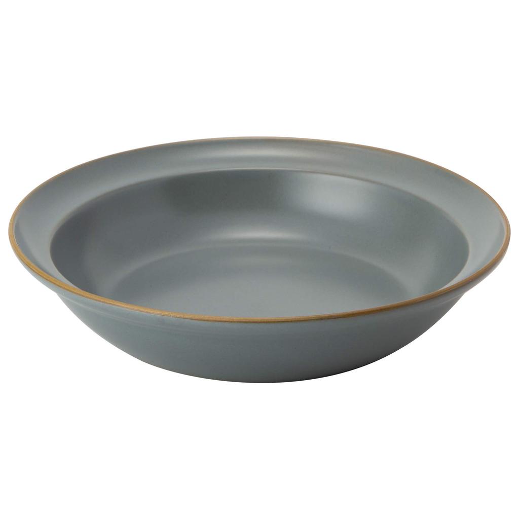 TAMAKI Curry and Pasta Plate, Edge Line, Gray, Diameter 21cm x Height 4.6cm, 700ml Capacity, Microwave and Dishwasher Safe, T-788677