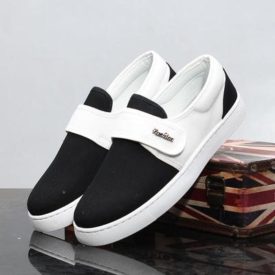 Tide Shoes Black Cloth Shoes Breathable Velcro Lazy Shoes Canvas Shoes