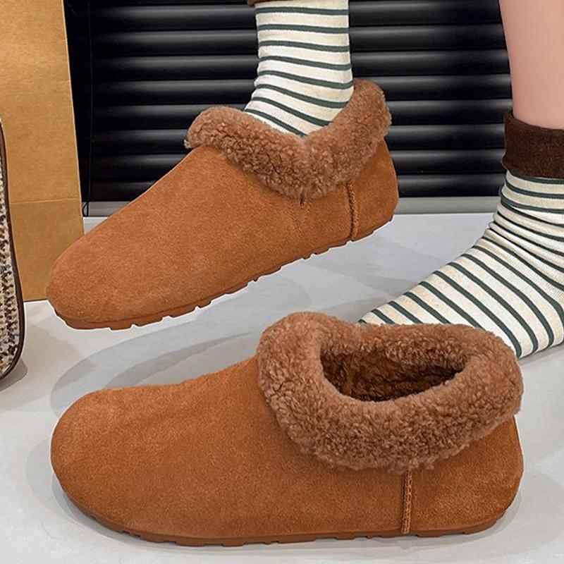 

Loafers Shoes Short Plush Suede Women Ankle Boots Fur Warm Winter Snow Boots Fashion Warm Woman Boots 2025 Walking Mujer Zapatos 40