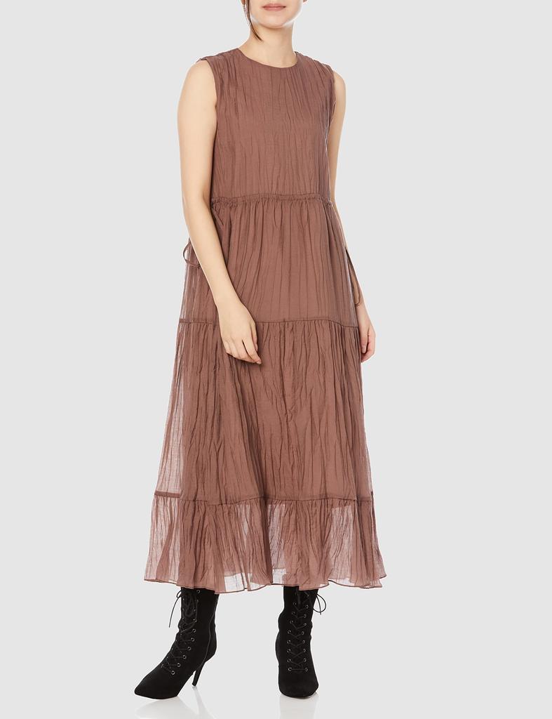 Sheer Sleeve Knit Pullover Washer Dress SWFO214070 BRW 1 [Sneider] Women's