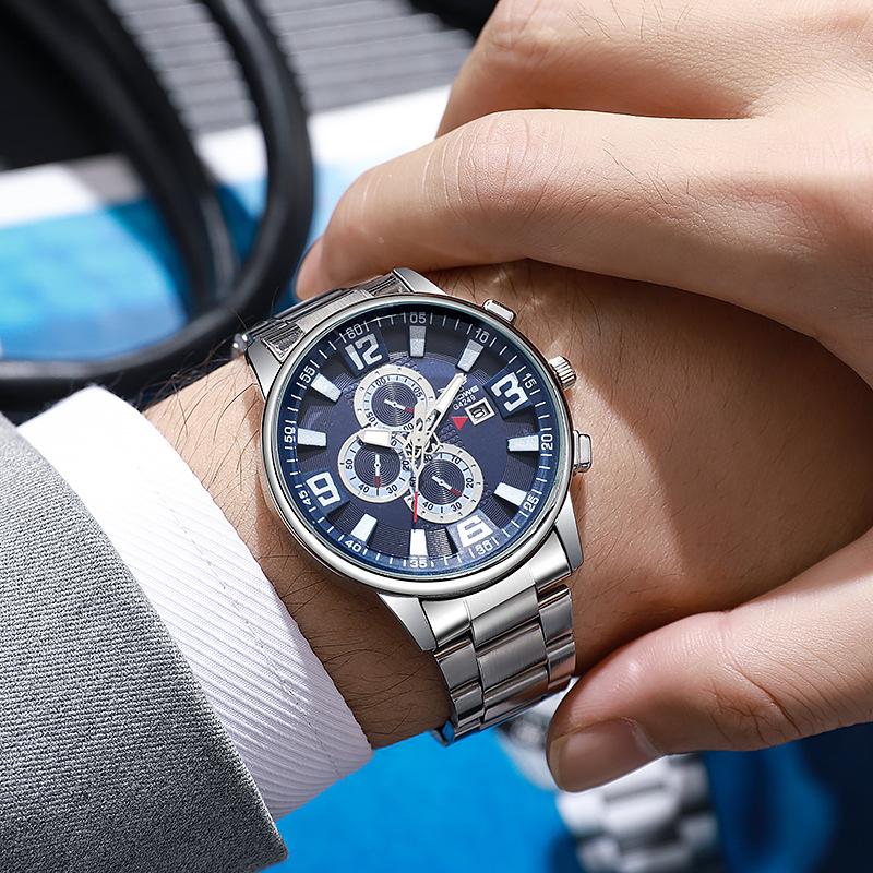 Watch Men S Calendar Color Disc Trend Business Men S Steel Belt Quartz Watch
