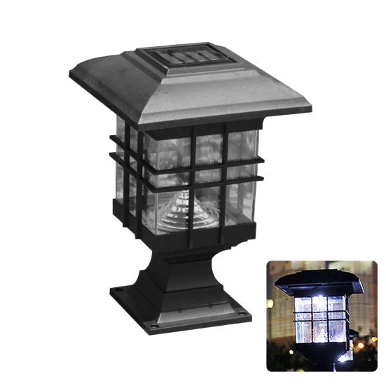 Solar Powered LED Pillar Lamp Outdoor Garden Yard Decorative Auto On/Off Light
