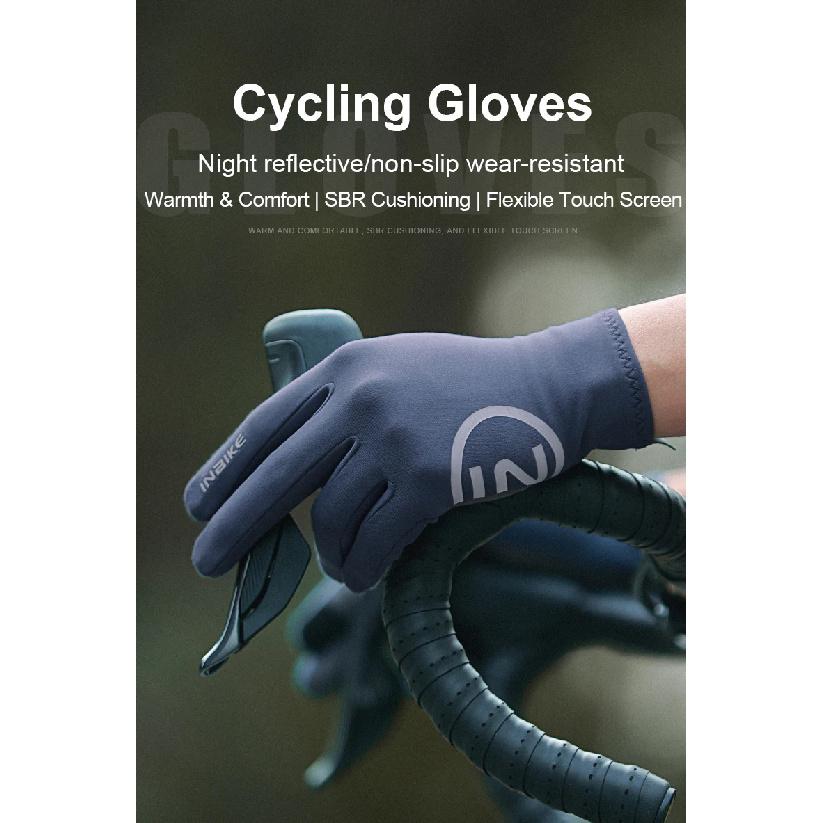 INBIKE 2024 Cycling Gloves Gel Padded for Men Autumn Winter Fleece Road Bike Gloves MTB Full Finger Touchscreen Bike Accessories