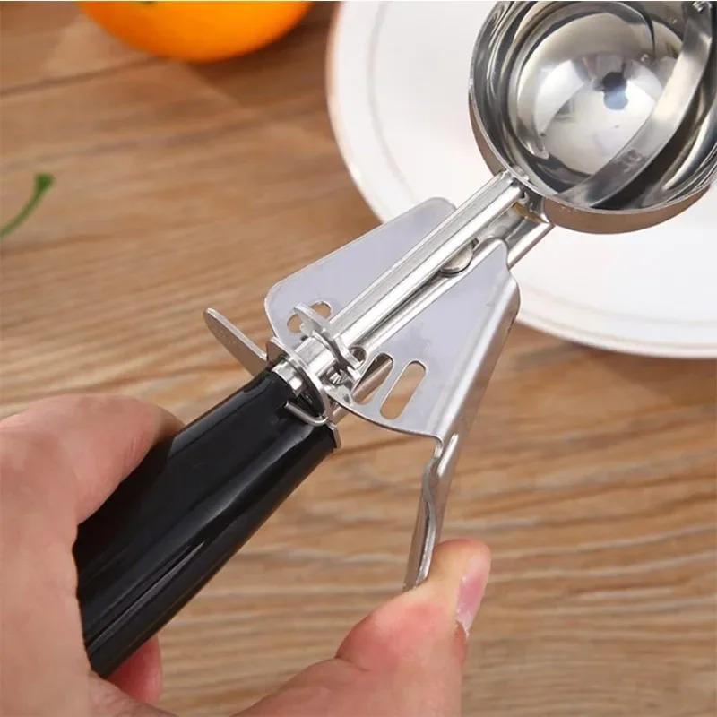 Stainless Steel Fruit Ice Cream Scoop Spoon Practical with Plastic Handle Kitchen Tool Hot Ice Cream Scoop Ice Cream Spoon