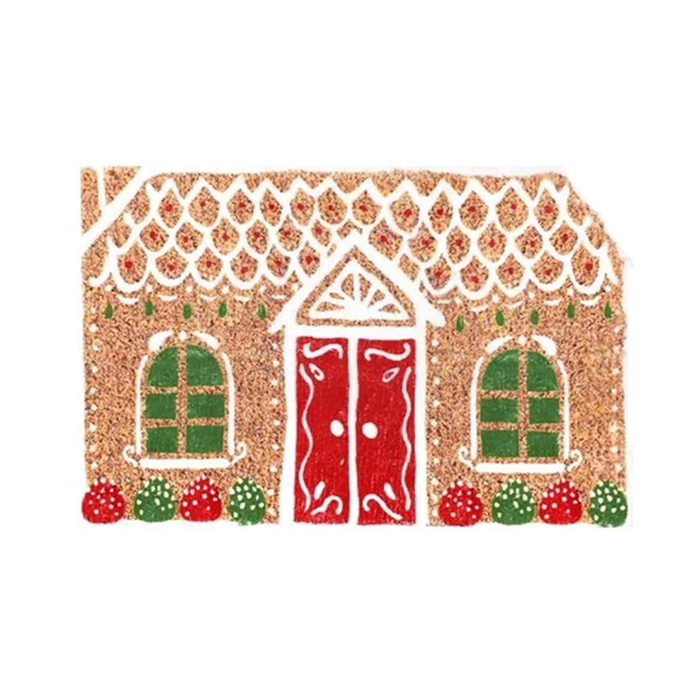 

Creative Cartoon Christmas Carpet Non-Slip Palace Shaped Christmas Floor Mat Gingerbread House Kitchen Rug Christmas Decoration