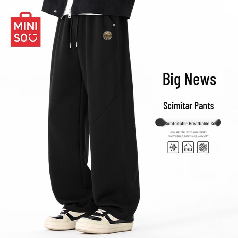 

MINISO Men s Heavyweight Curved Leg Loose-Fit Casual Pants 3XL