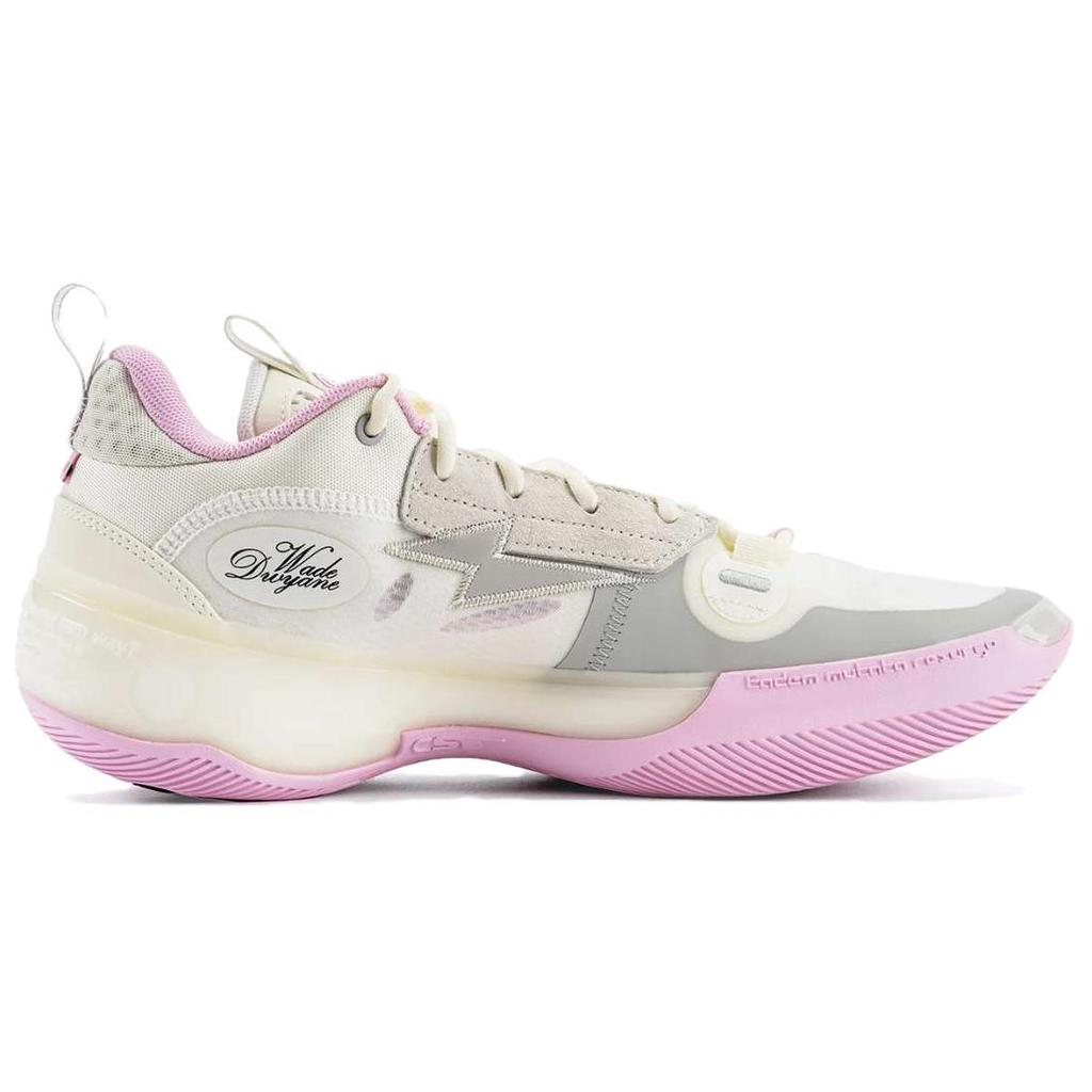 Li Ning Wow 10 Wades Path Proste Wygodne Amortyzacja Owijka Odbicie Niskie Buty do Koszykówki Męskie sneakers Biały Róż ABAS083-36