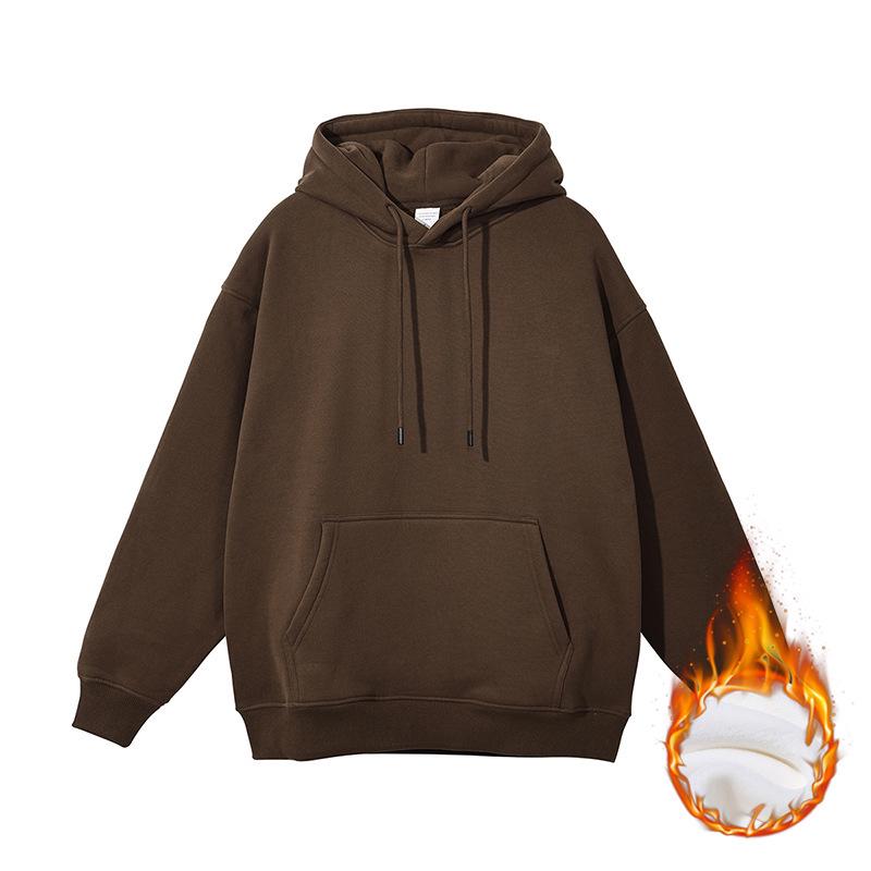 Unisex Heavyweight Hoodie: Solid Color American Street Style for Autumn/Winter