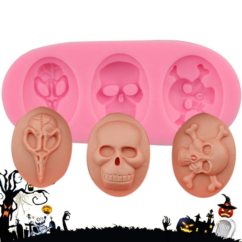 DIY Halloween Candy Pirate Skull Candy Fondant Silicone Mold Sugarcraft Mold Baking Molding Cake Deco
