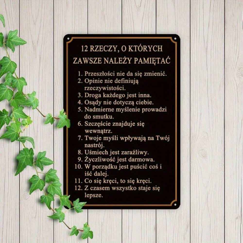 Vintage Polish Proverbs Metal Sign Rustic Iron Wall Art Home Decor Inspirational 20x30
