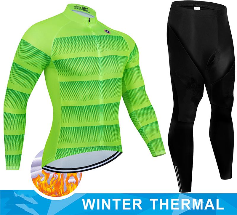 2025  Winter Thermal Fleece Cycling Jersey Set Man's Long Sleeves Cycling Kits Mountain Bike Jersey Road Bike Cycling Suit
