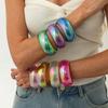 Salircon Boho 7 Farben Harz Acryl Anhänger Armband Armreifen Damen Mode Bunt Geometrisch Breit Klobig Party Armreifen Schmuck