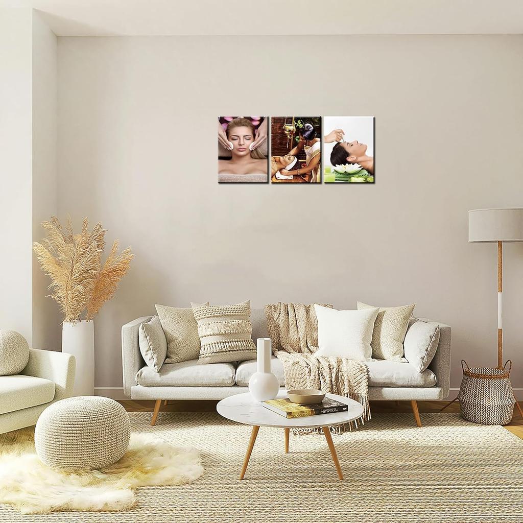 Facial Spa Massage Wall Art Skin Care Wall Decor Relaxing Spa Picture Canvas Prints Bathroom Poster Painting Framed Beauty Salon Home Living Room