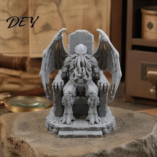 Cthulhu Throne Statue 3D Printed Statue, Gothic Resin Figurine for Shelf & Desk Mysterious Retro Ornaments Decor, Tentacle Monsters Dark Fantasy