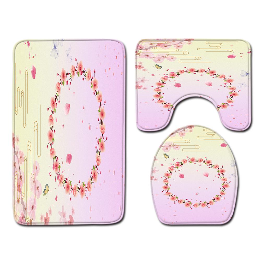Gradual Change Pattern Toilet Floor Mat Three-Piece Bathroom Three-Piece Carpet Door Mat