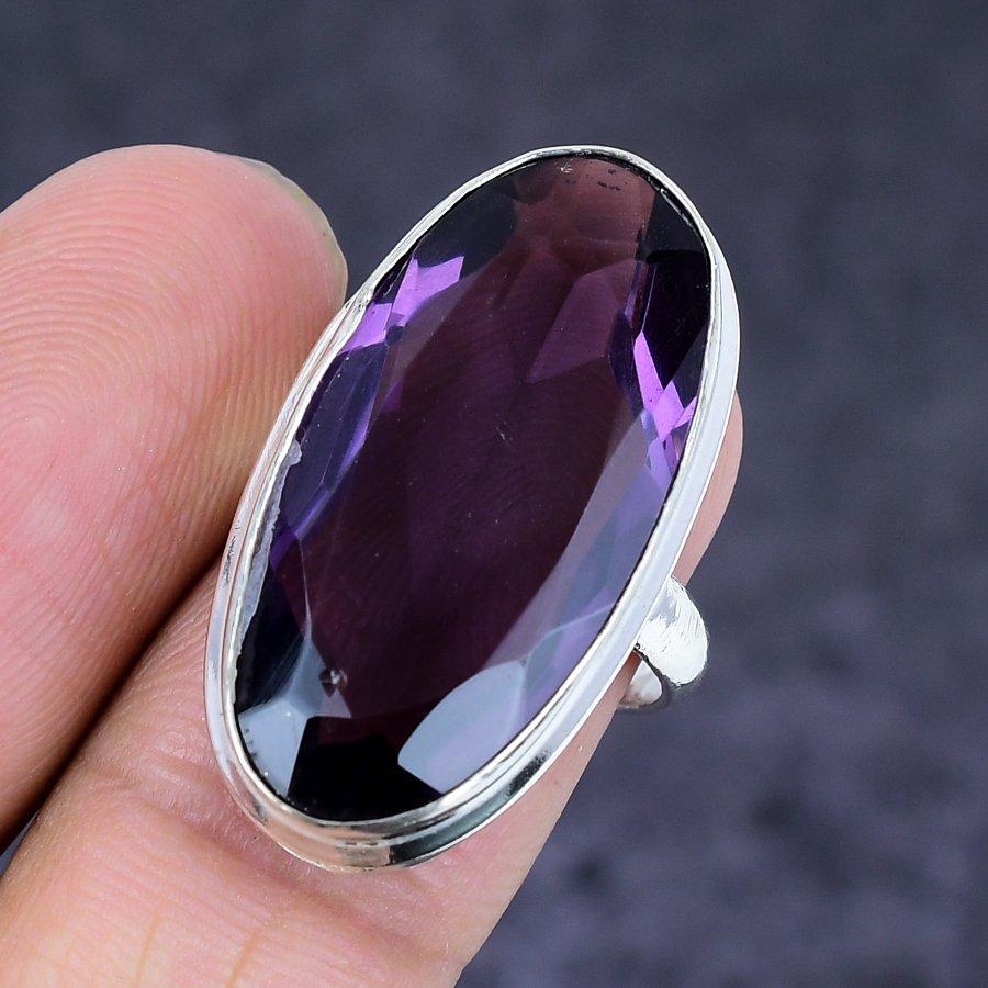 Amethyst Gemstone Handmade 925 Sterling Silver Jewelry Ring Size 7 B5p22