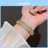 Elegante Bracciale Geometrico a Doppio Strato con Placcatura Oro e Argento per Accessori Donna