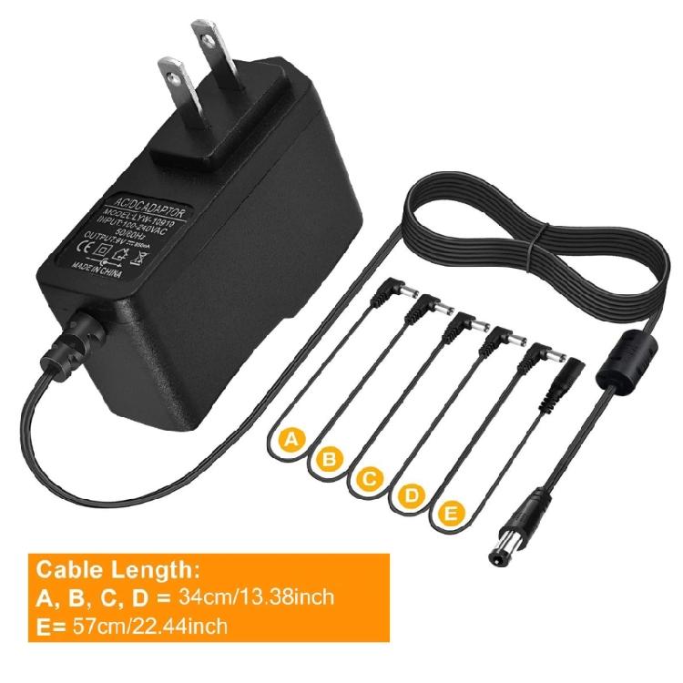 9VDC1A Tip Negative 5 Way Daisys Chain Cables Guitar Effect Pedal Power Adapter