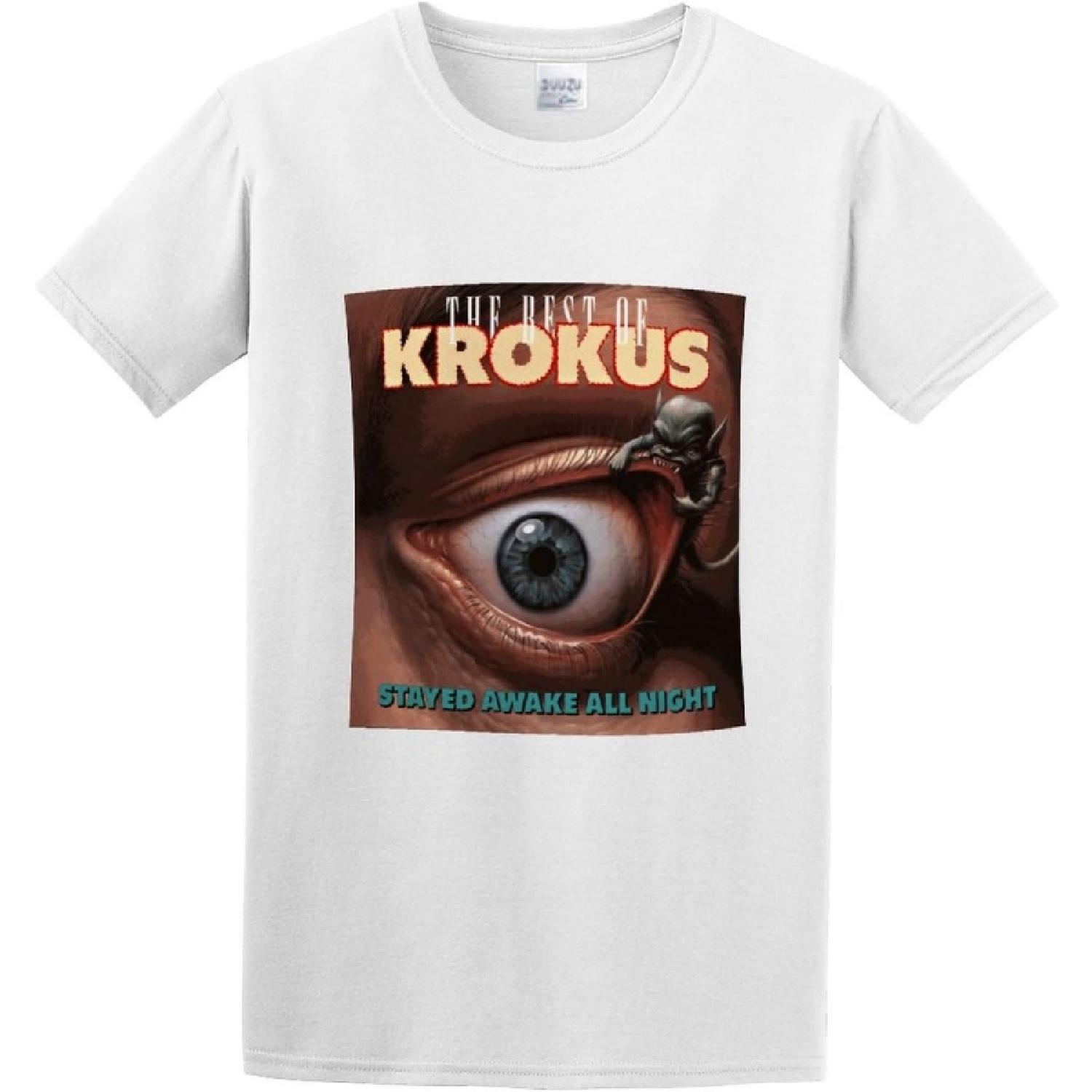Man s T-Shirt Krokus The Best of Krokus Stayed Awake All Night S-3XL White XS S
