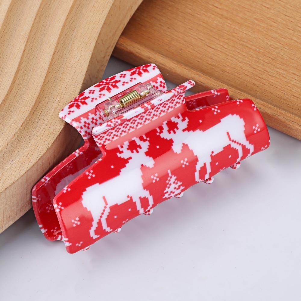 

1pc Fashion Festive Christmas Hair Claw Clips Assorted Designs Reindeer Snowflakes Prints Perfect Holiday Hairstyles Styling