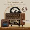 Retro Wireless Radio Portable AM/FM/SW with USB Rechargeable Battery With antenna, AUX and TF card playback, suitable for home