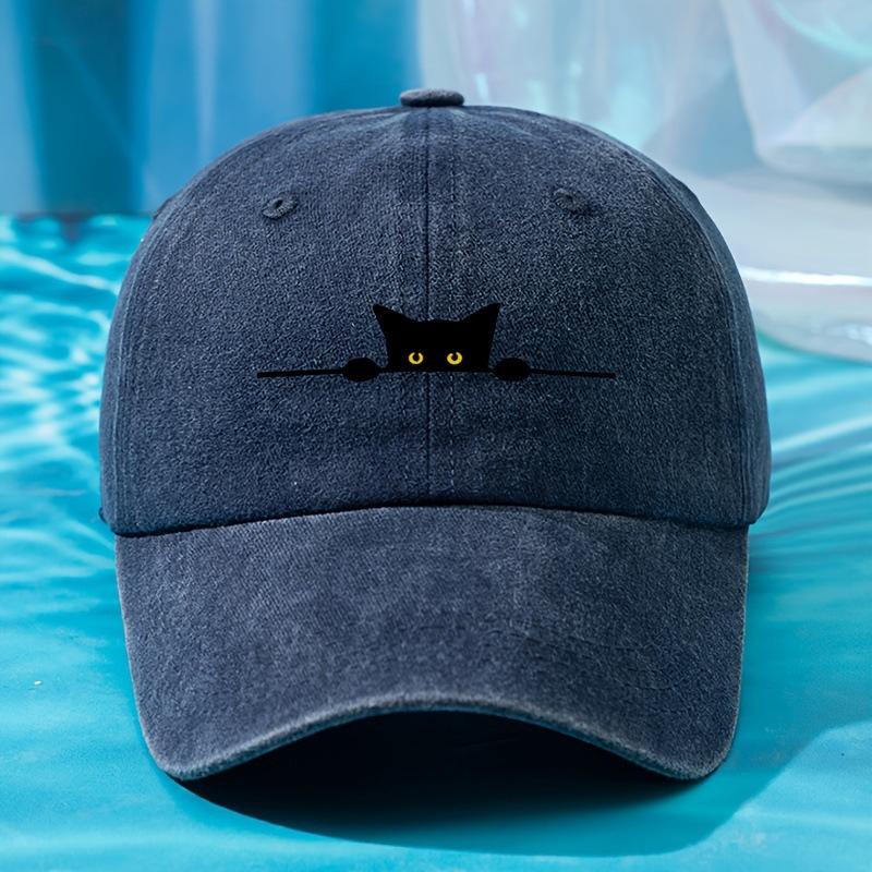 Unisex outdoor casual and fashionable cat print personalized baseball cap suitable for all seasons, soft and adjustable in size,
