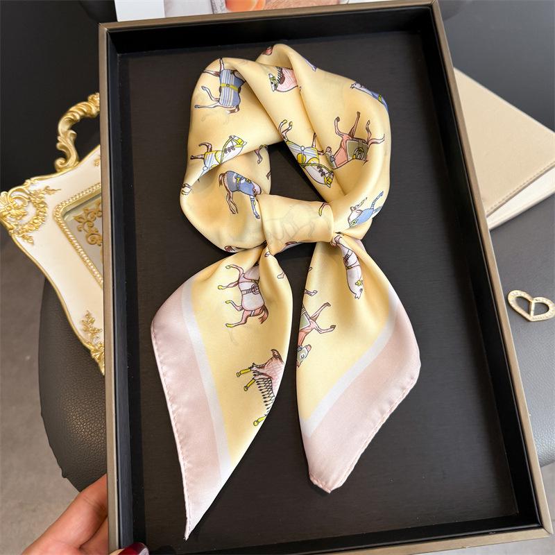 New Modern Polka Dot Printed Silk Scarf Square Scarf High-end Shawl Sunscreen Neck Small Square Scarf Headscarf Women's Scarf