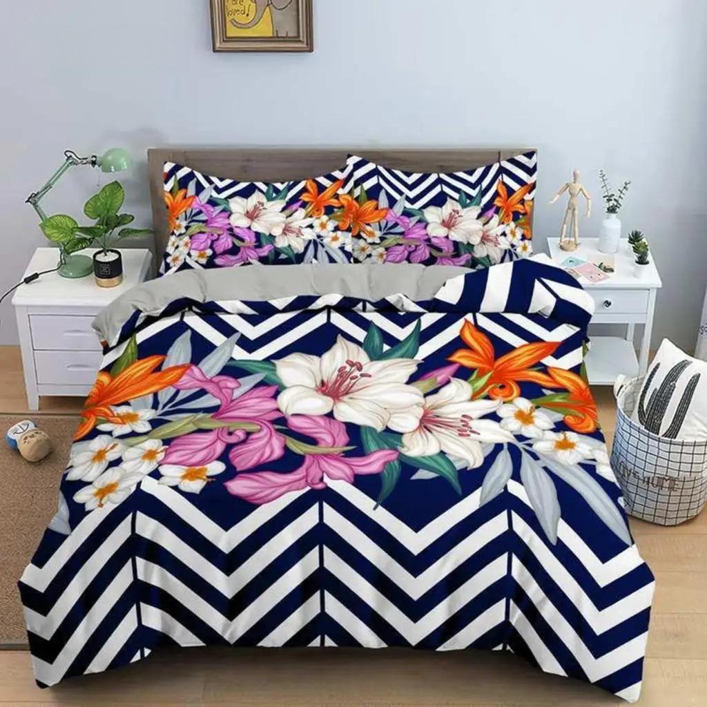 3D Design Flowers Duvet Cover Sets Bed Linens Bedding Set Quilt/Comforter Covers Pillowcases 240x220 Size Black Home Texitle